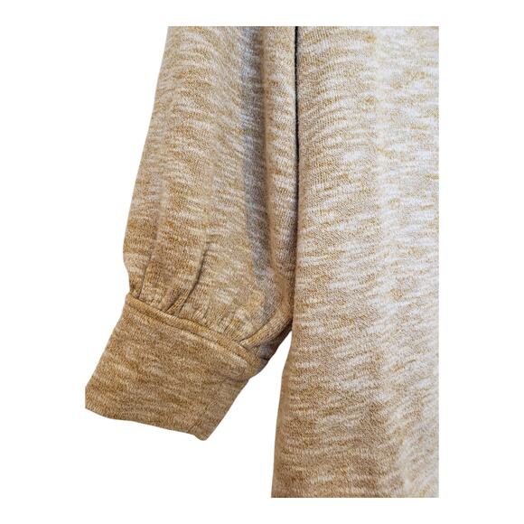 Madewell Gathered Sleeve Mock Neck Knit 3/4 Sleeves Pullover Heather Tan Top Med - Picture 4 of 10